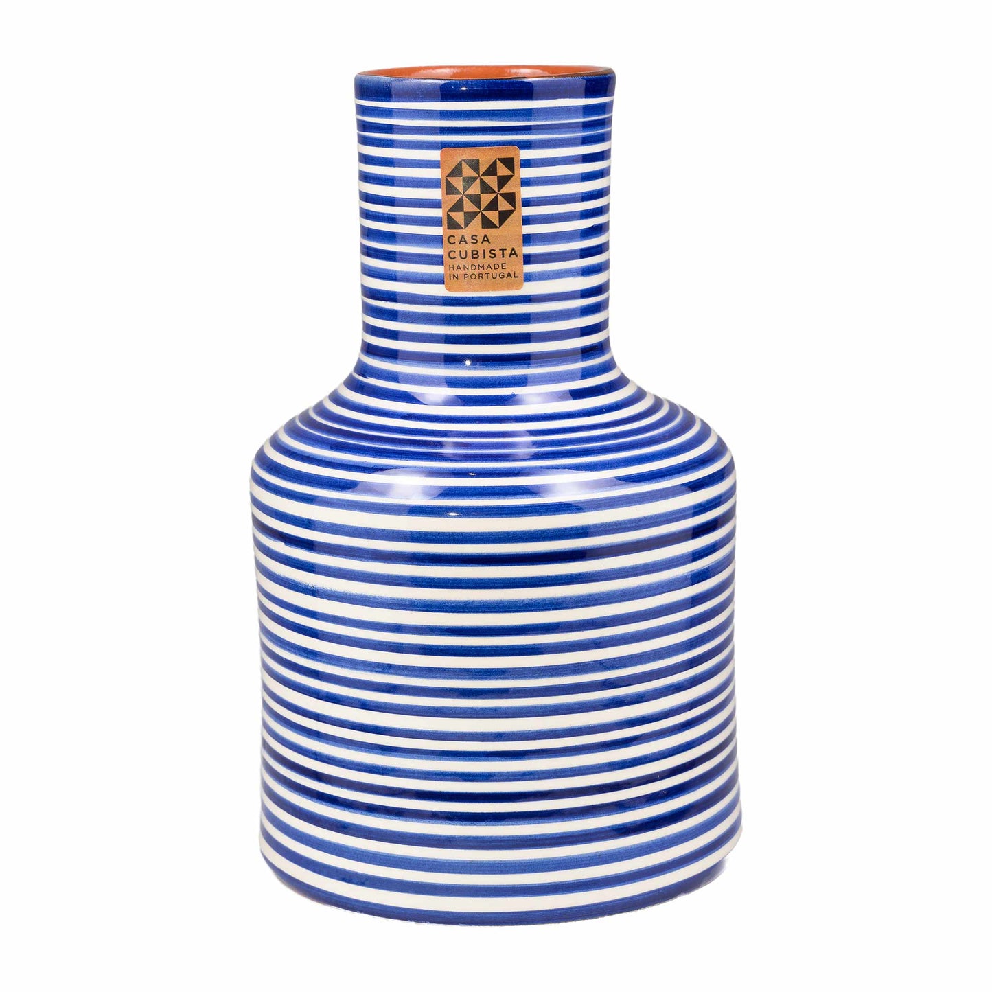 Casa Cubista Keramik Vase fine stripes blue
