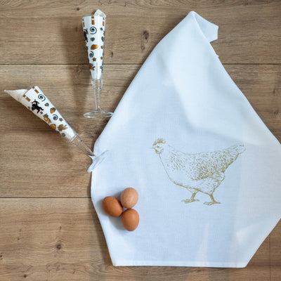 Tea towel – chicken – gold