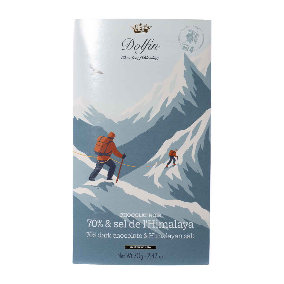 Dolfin Zartbitterschokolade mit Himalayasalz, 70-g-Tafel aus der Vintage Winter Collection