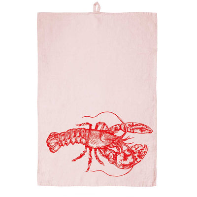 Geschirrtuch Leinen rosa – Hummer