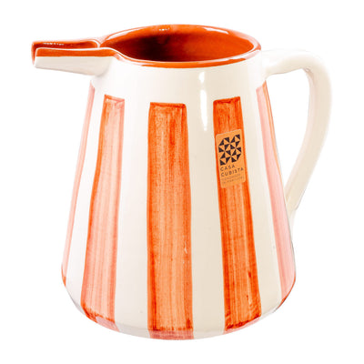 Ceramic jug 2l – bold stripes terracotta