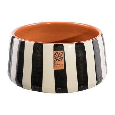 Ceramic bowl tall – bold stripes black