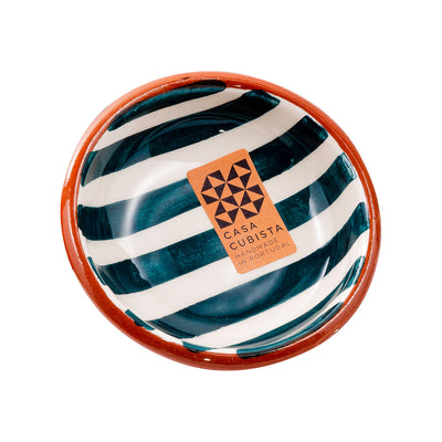 Ceramic bowl small – bold stripes teal