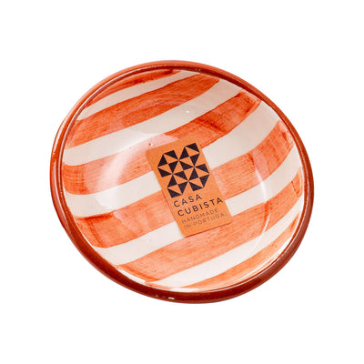 Ceramic bowl small – bold stripes terracotta