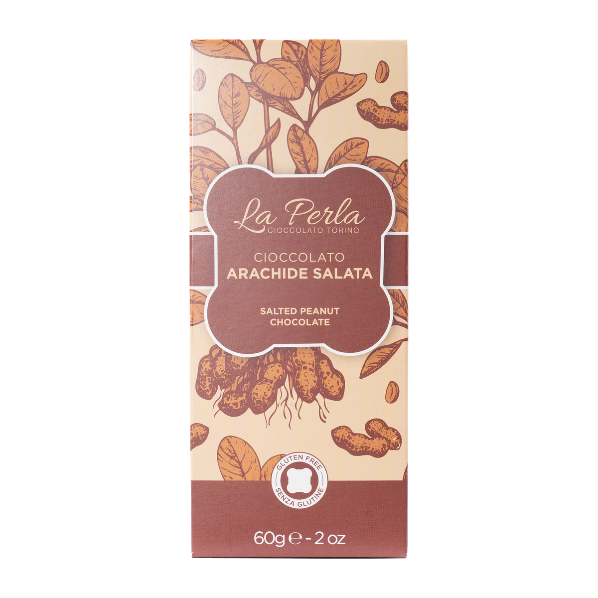 La Perla di Torino Weiße Schokolade – Arachide Salata, 60 g