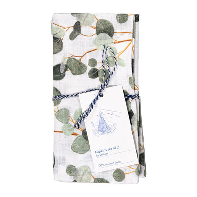 Leinen Servietten – Eucalyptus – 2er Set