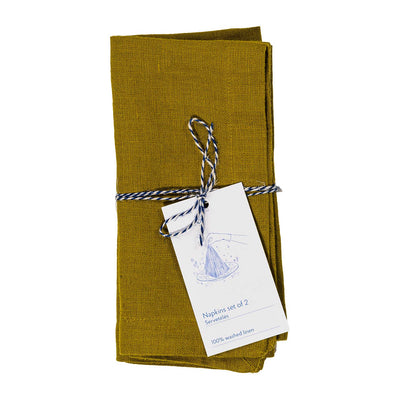 Leinen Servietten – Moss Green – 2er Set