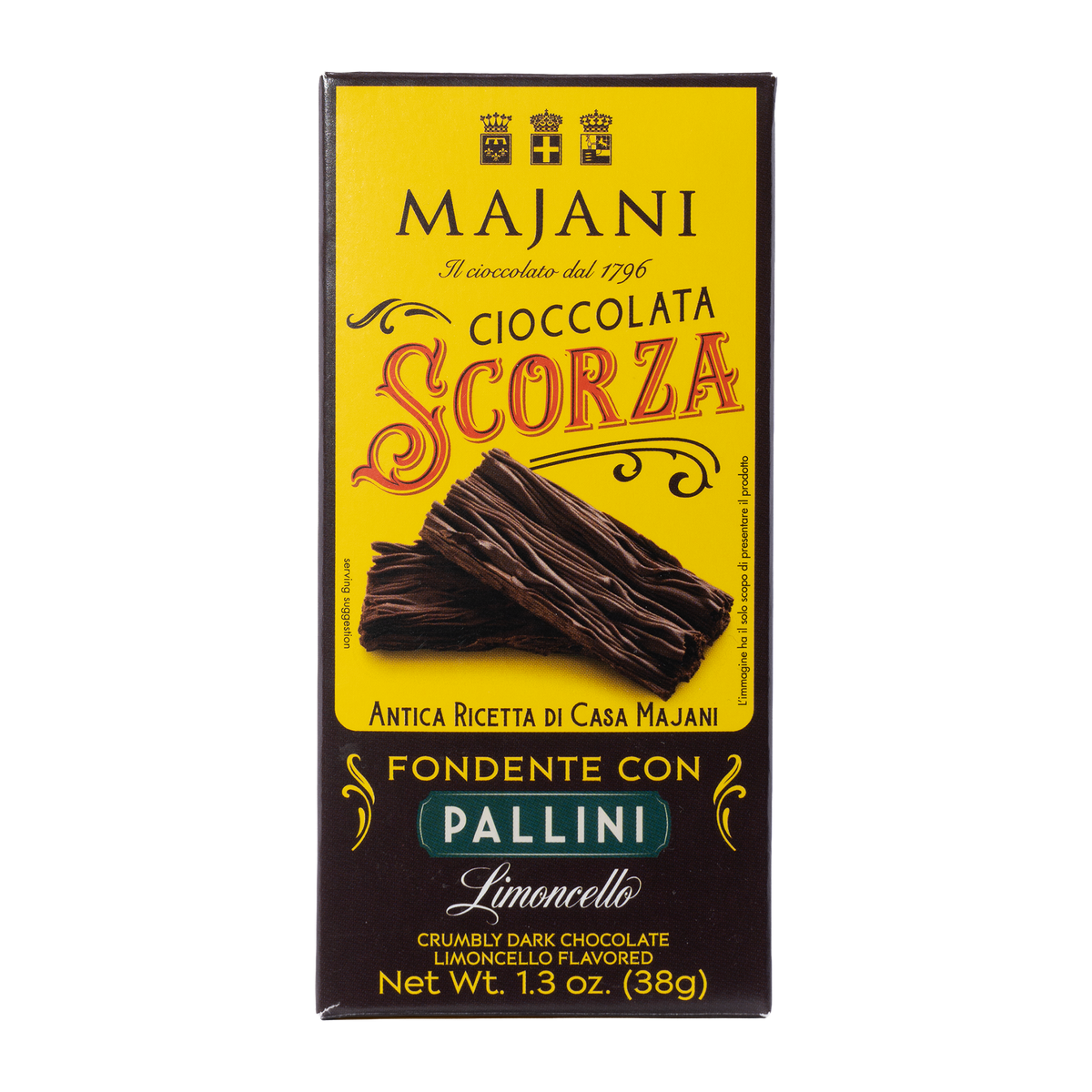 Majani Scorza Fondente Limoncello Borkenschokolade 38 g