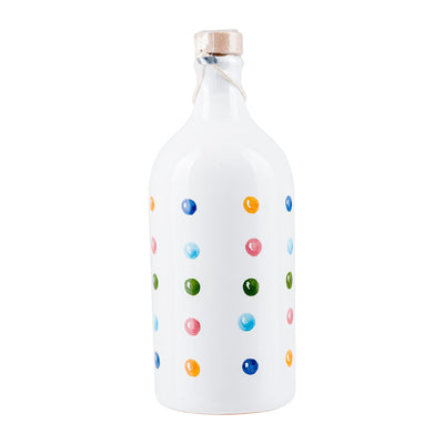 Olivenöl Keramikflasche bunte Punkte