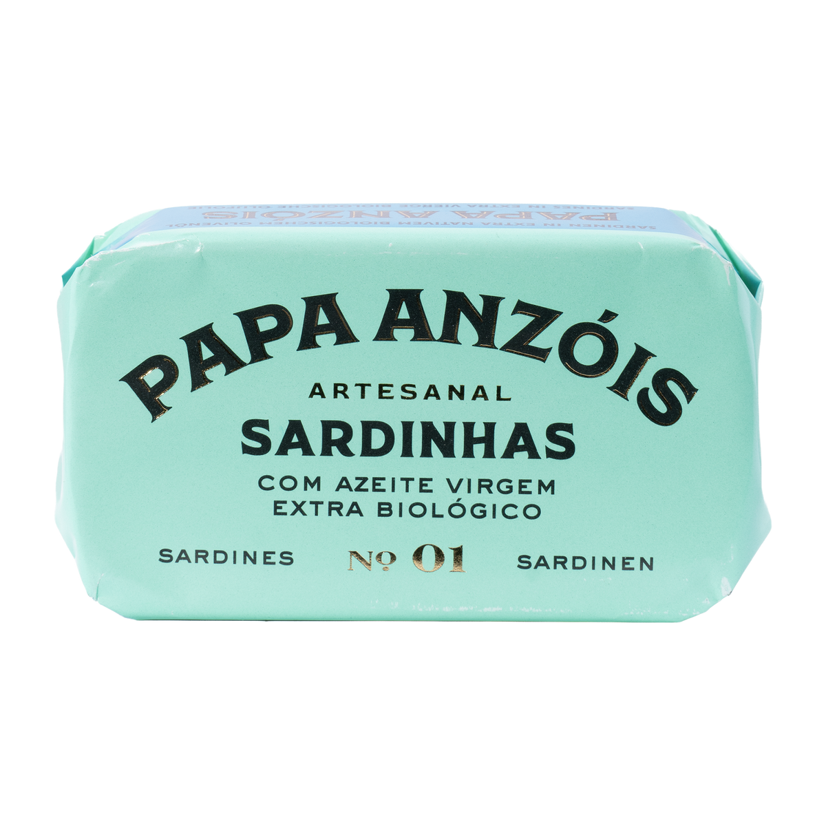 Papa Anzóis Sardinen in nativem Bio-Olivenöl extra, Dose in buntem Papier