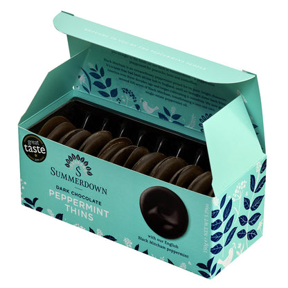 Summerdown Mint Thins – geöffnete Schachtel mit 20 Talern