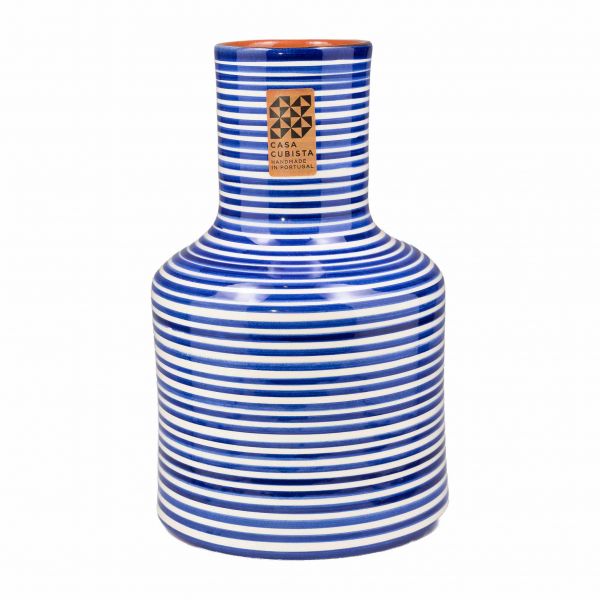 Casa Cubista | Keramik Vase | fine stripes blue